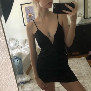 Black Plunge Mini Dress ⚡️